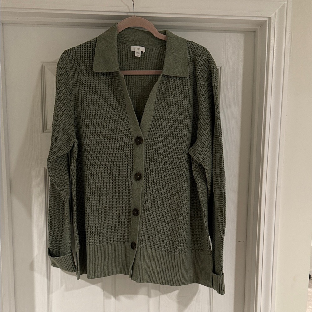 J.Jill green button down sweater